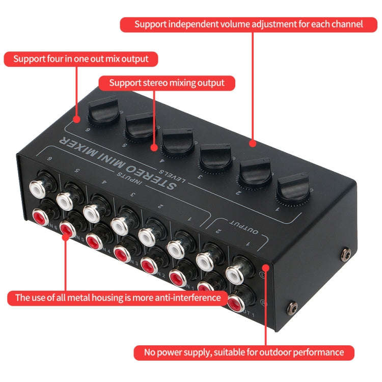 Audio Stereo Hub 6-Channel Passive Mixer Controller(CX600)