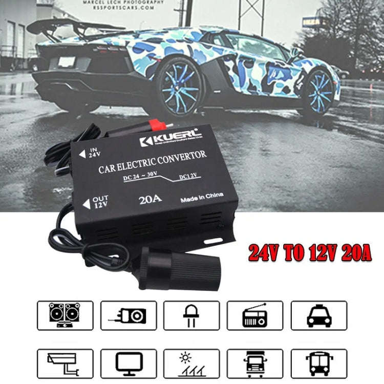 Car Audio Subwoofer Modification Cigarette Lighter Plug Power Converter Buck, Model: 24V-12V 10A
