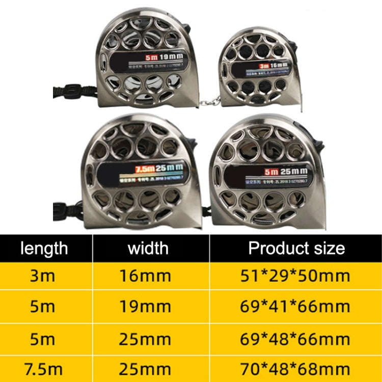 5M 19mm Hollow Steel Tape Measure Waterproof Rust Prevention Metal Ruler