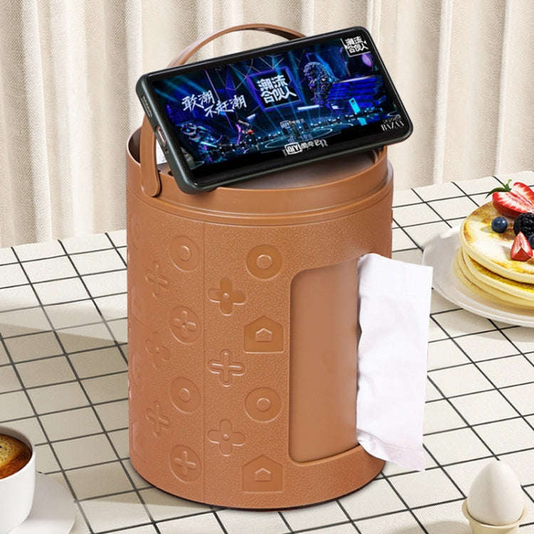 Multifunctional Desktop Tissue Box Remote Control Storage Box Organizer(Brown)