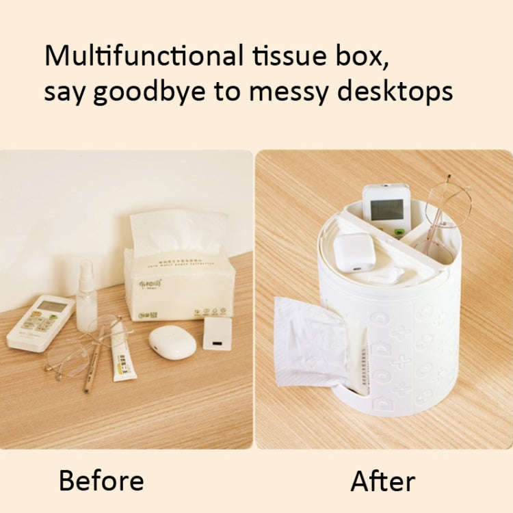 Multifunctional Desktop Tissue Box Remote Control Storage Box Organizer(Brown)