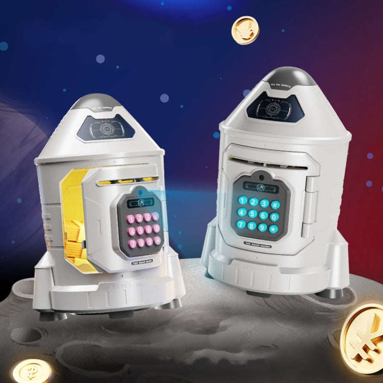 16.6 x 15.3 x 23.3cm Childrens Astronaut Code Money Bank Cartoon Space Rocket Money Box Toys(Pink)