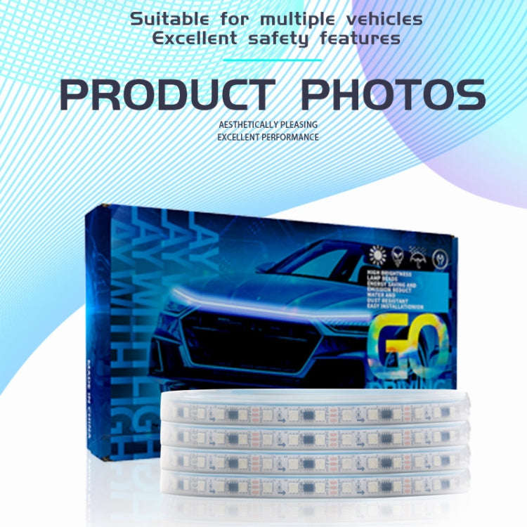 Car LED Streamer Phantom Running Lights Voice-Controlled Rhythmic Atmosphere Light With Turn Sign...