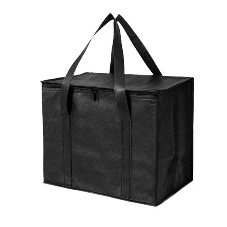 41x26x33cm Non-Woven Bento Aluminum Foil Thermal Bag Takeaway Lunch Bag With Bottom Plate(Black)