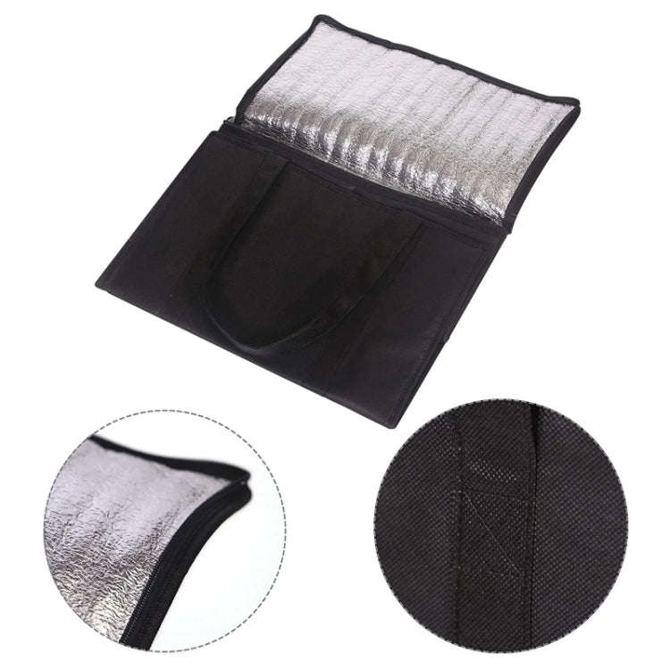41x26x33cm Non-Woven Bento Aluminum Foil Thermal Bag Takeaway Lunch Bag With Bottom Plate(Black)