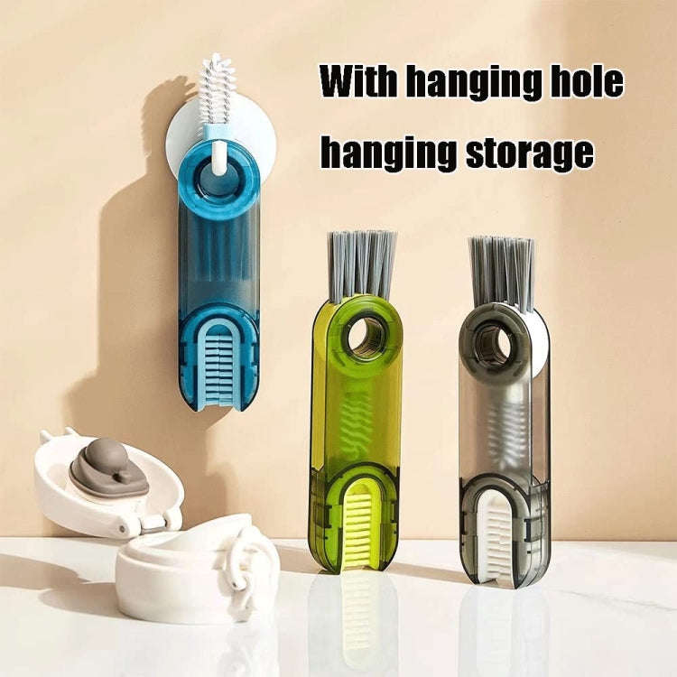 3 In 1 U shaped Cup Lid Cleaning Brush Water Bottle Cover Groove Cleaner(Gray)