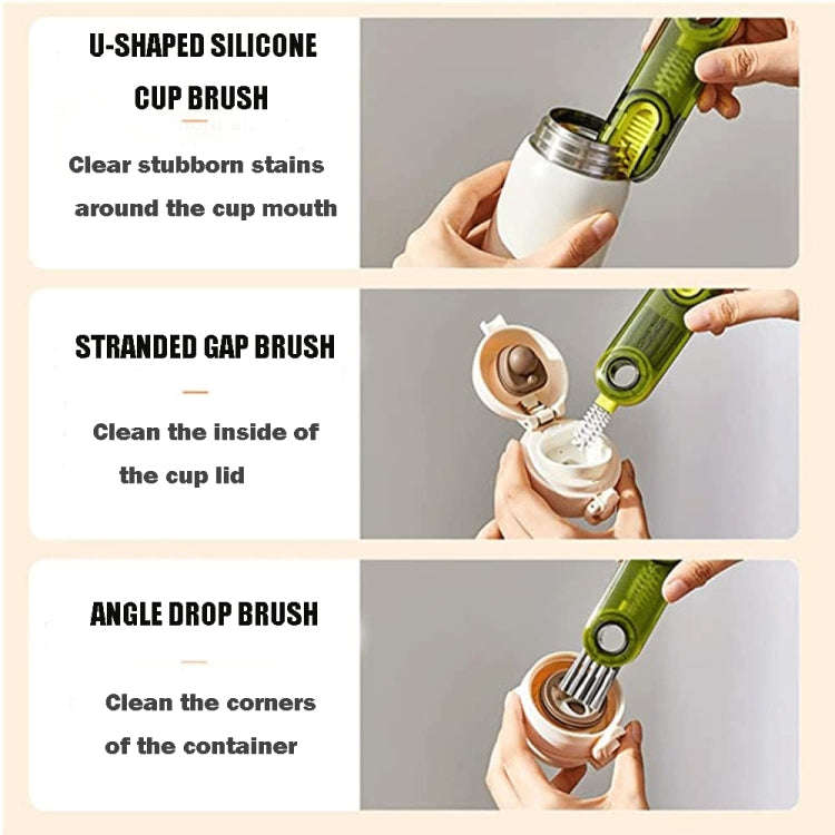 3 In 1 U shaped Cup Lid Cleaning Brush Water Bottle Cover Groove Cleaner(Gray)