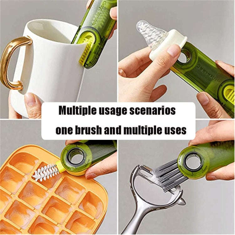 3 In 1 U shaped Cup Lid Cleaning Brush Water Bottle Cover Groove Cleaner(Gray)