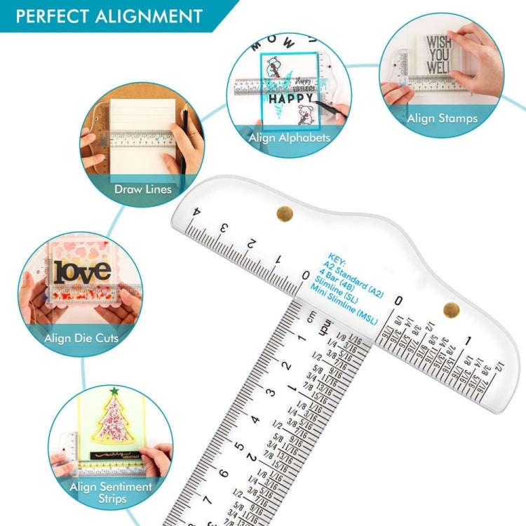 Plastic T-Square Ruler Learning Stationery Ruler(Transparent)