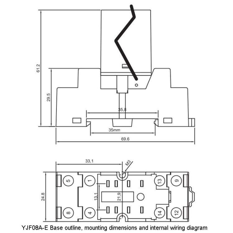 YIJIA YJ2N-GS 8-Pin 2 Way Small Electromagnetic Relay