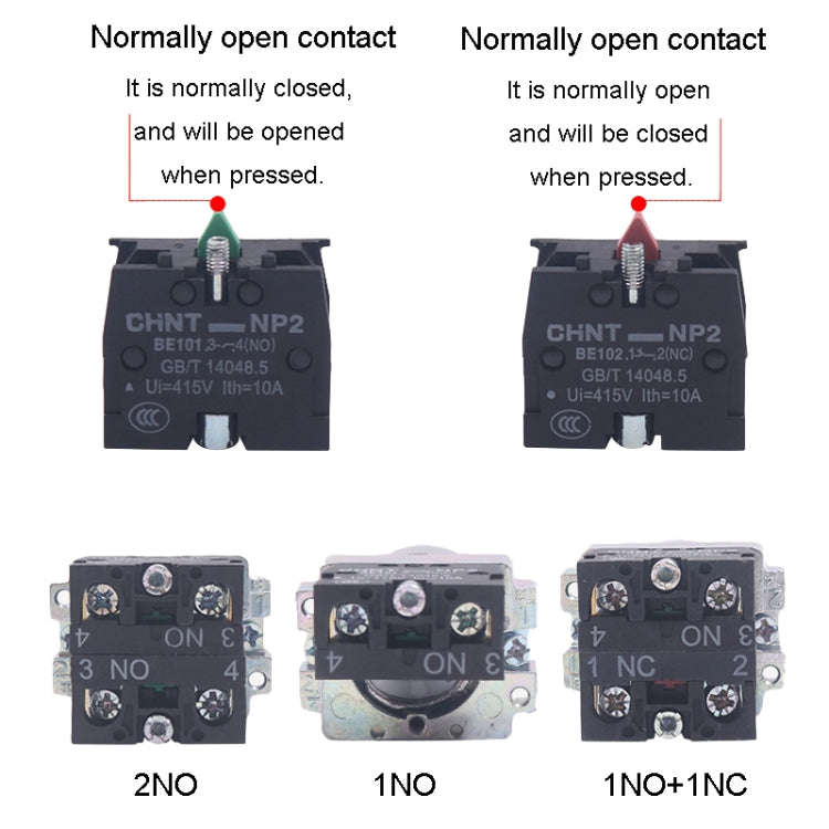 CHINT NP2-BD53 3 Gear Self-resetting 2NO Power Transfer Switch Short Handle Master Knob 22mm