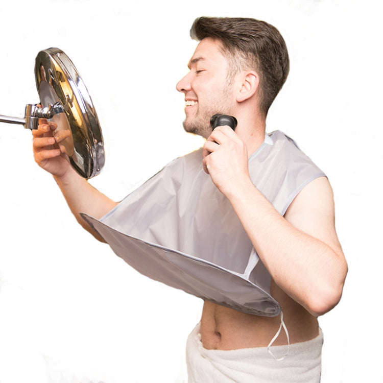 Beard Shaving Apron Convenient Polyester Umbrella Shape Hairdressing Cape(Silver Gray)