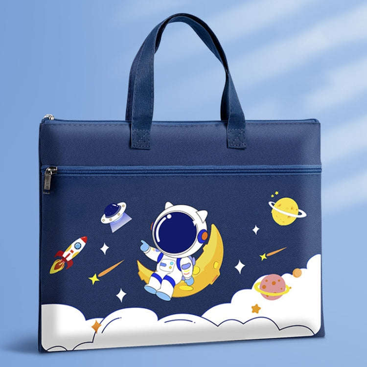 Student Tote Handle Book Bag Canvas Waterproof Data Storage Bag(Interstellar Travel)