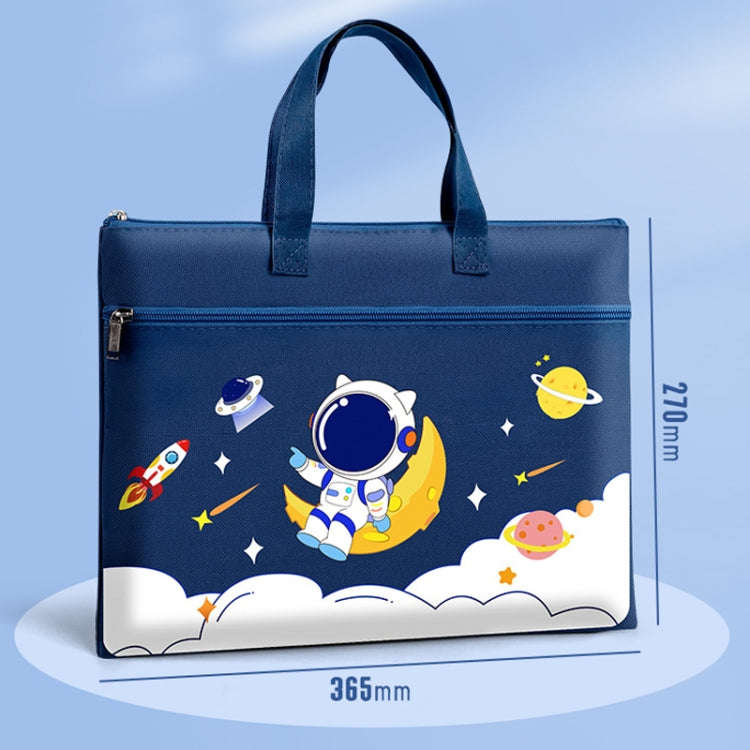 Student Tote Handle Book Bag Canvas Waterproof Data Storage Bag(Interstellar Travel)