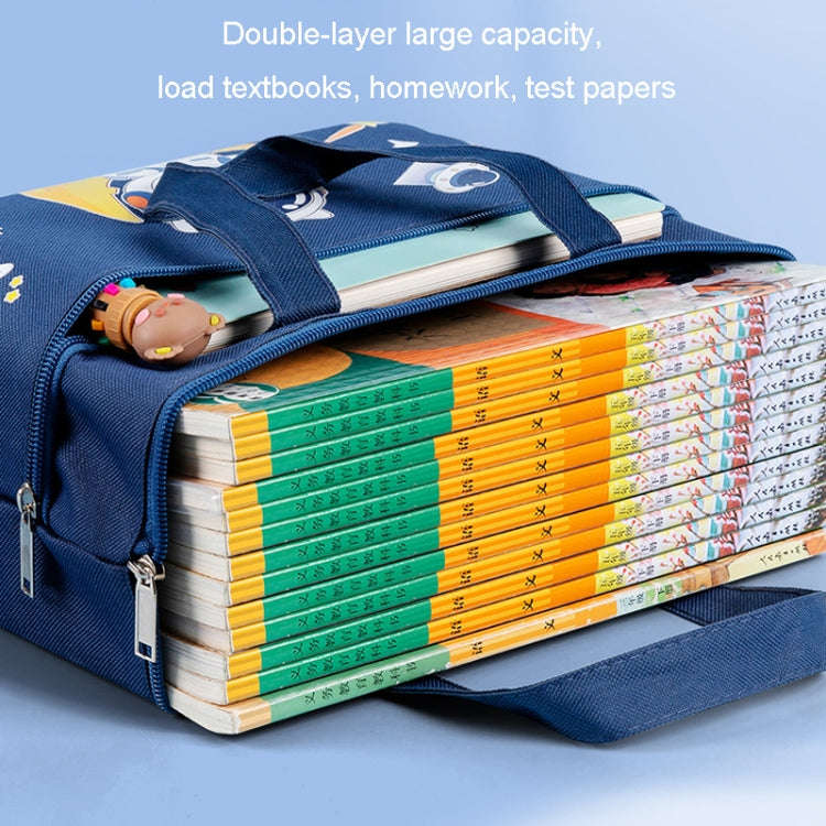 Student Tote Handle Book Bag Canvas Waterproof Data Storage Bag(Interstellar Travel)