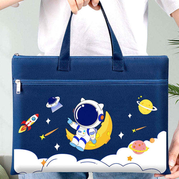 Student Tote Handle Book Bag Canvas Waterproof Data Storage Bag(Interstellar Travel)