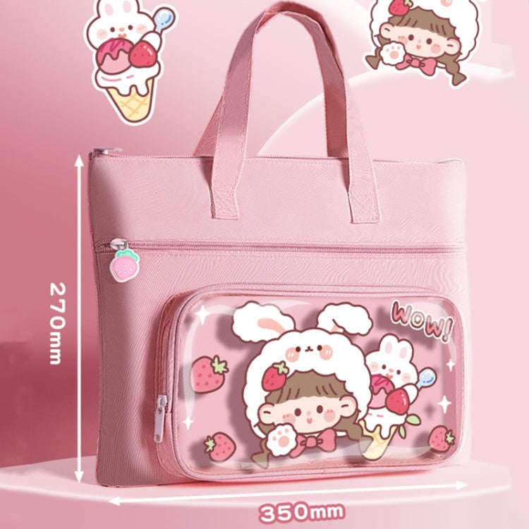 Waterproof Canvas Homework File Storage Bag Student Hand Carrying Book Bag(Star Astronauts)