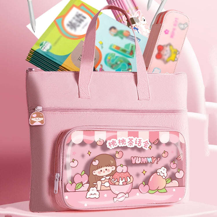 Waterproof Canvas Homework File Storage Bag Student Hand Carrying Book Bag(Star Astronauts)