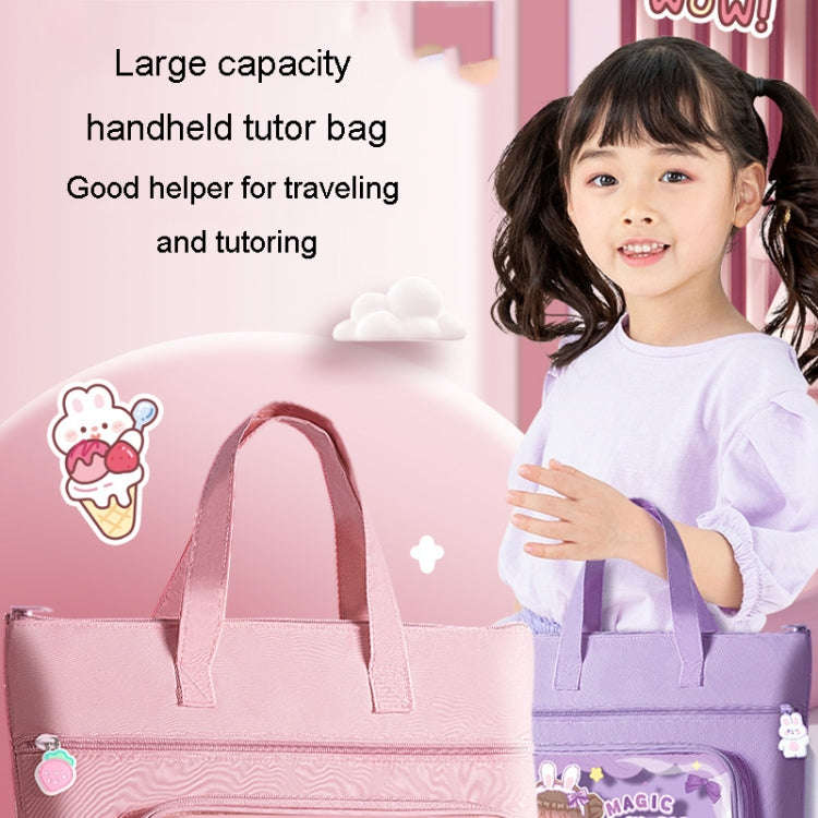 Waterproof Canvas Homework File Storage Bag Student Hand Carrying Book Bag(Star Astronauts)