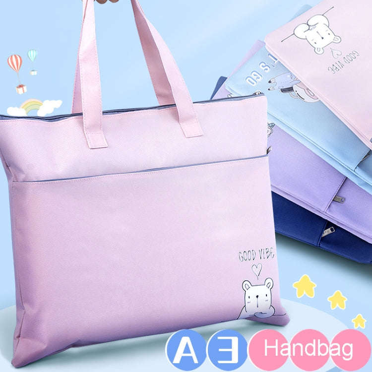 BeiDuoMei Student A3 Art Drawing Handbag Test Paper File Storage Bag, Style: Simple Model Blue