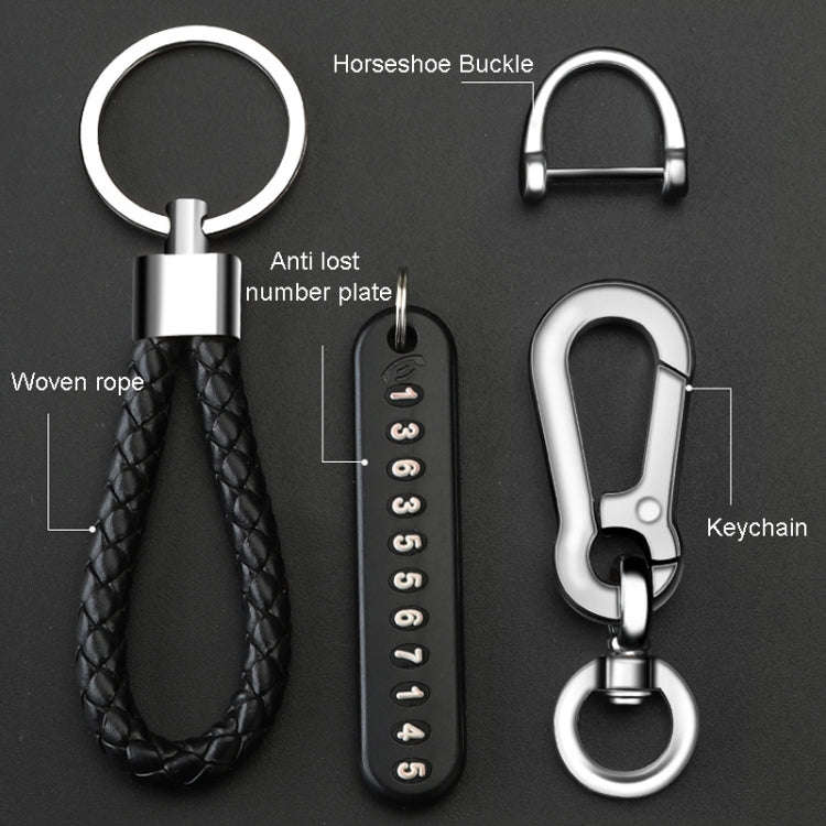 Car Key Anti Lost Woven Lanyard Pendant Keychain Cell Phone Number Plate(8 Horseshoe Buckle+Hand ...