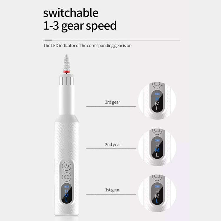 M3 USB Charging Portable Electric Nail Polisher Nail Art Tools Home Nail Art Instrument(Black)