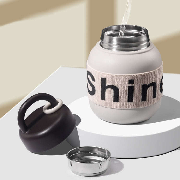 600ml 316 Stainless Steel Portable Thermos Coffee Cup with Tea Filter(White)