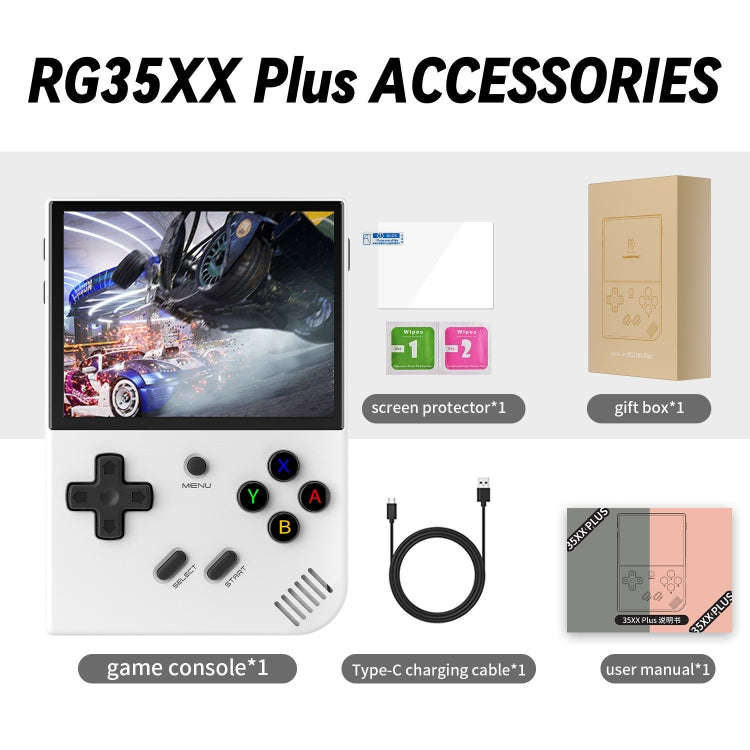 ANBERNIC RG35XX PLUS  Handheld Game Console 3.5-Inch IPS Screen Support HDMI TV 64GB+128GB(White)