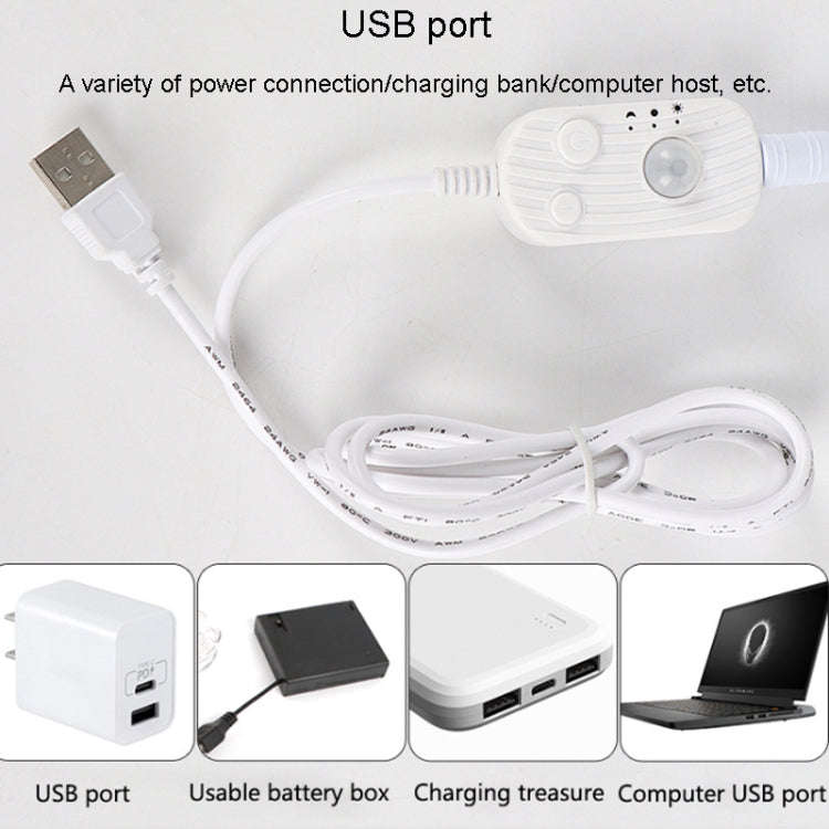 2m LED Body Sensor Flexible Light Strip Smart Sensor USB Light Strip(Warm White)