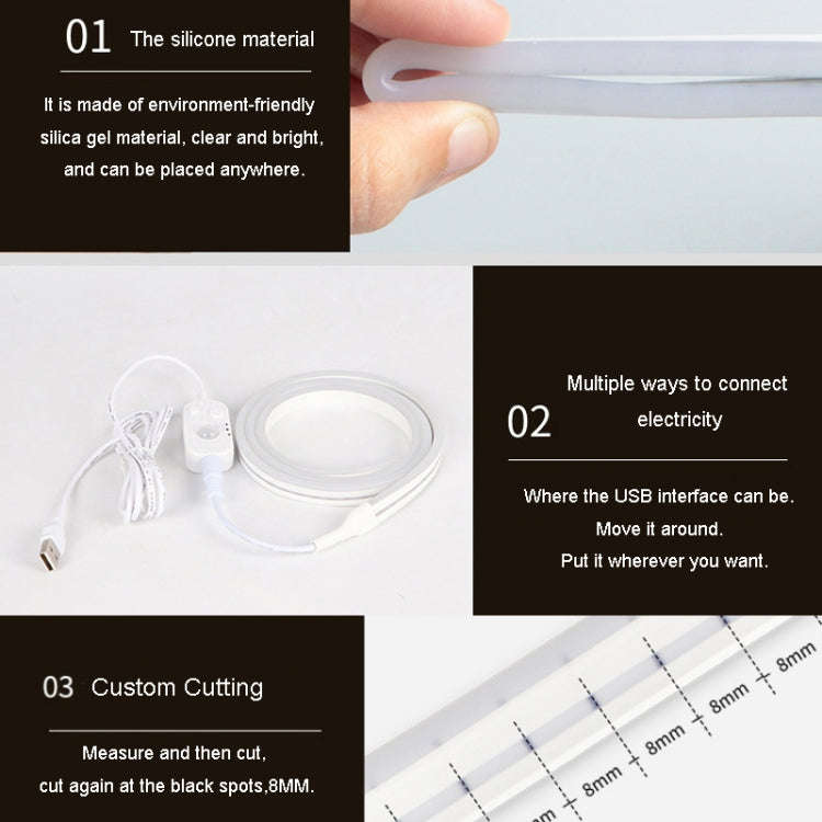 2m LED Body Sensor Flexible Light Strip Smart Sensor USB Light Strip(Warm White)
