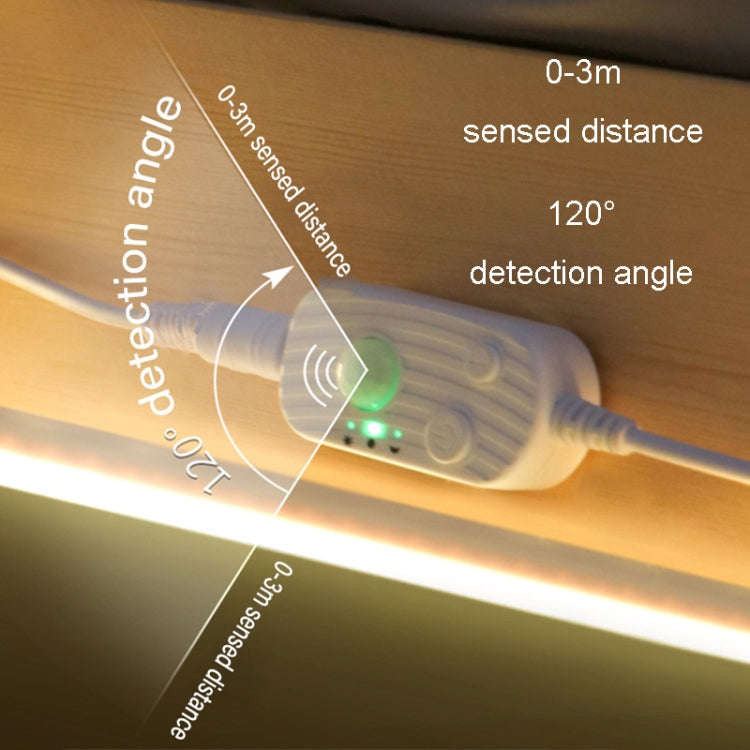2m LED Body Sensor Flexible Light Strip Smart Sensor USB Light Strip(Warm White)