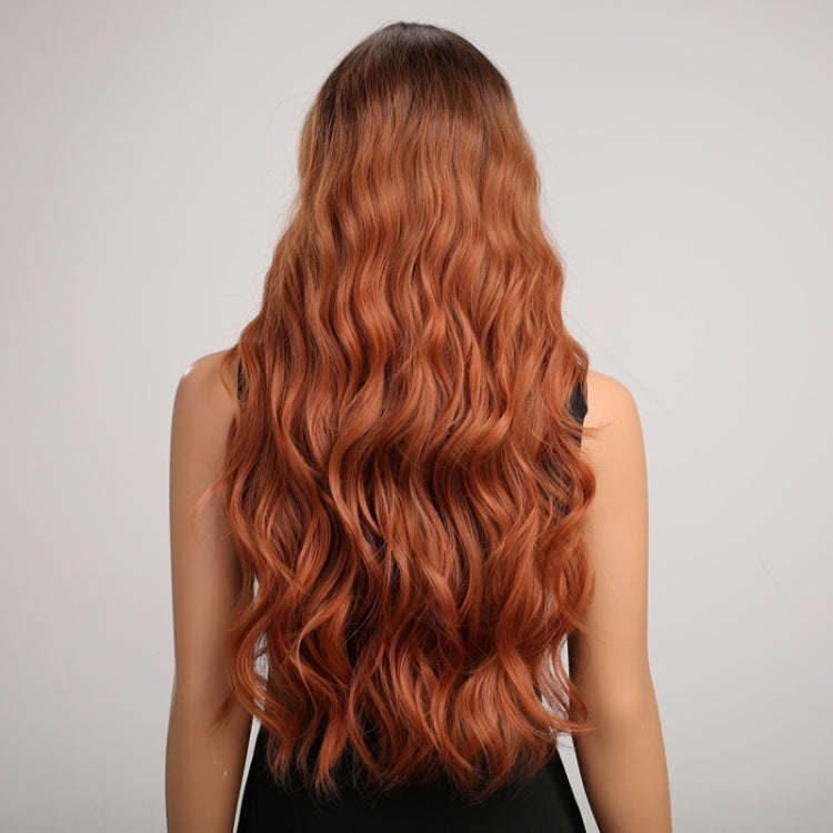 Big Wavy Women with Middle Parted Bangs Gradient Long Curly Hair Chemical Fiber Wig(8160)