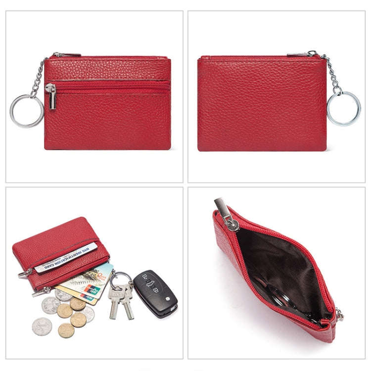 HUMERPAUL WX2010 Ladies Leather Mini Wallet Portable Coin Purse And Card Holder, Size: S(Red)