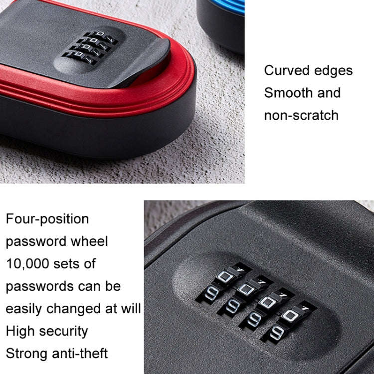Full Plastic Key Box Password Lock Door Key Storage Password Box(Blue)