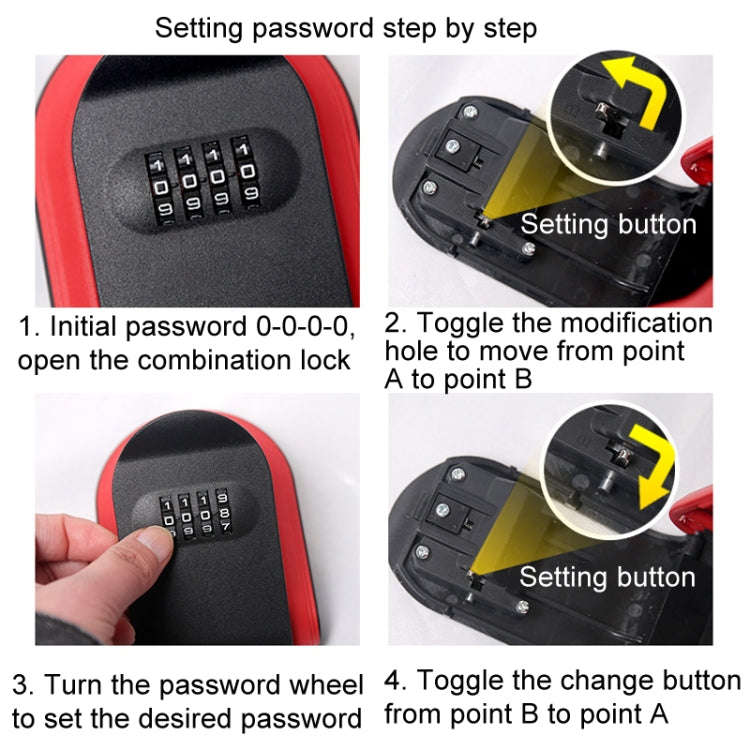 Full Plastic Key Box Password Lock Door Key Storage Password Box(Blue)