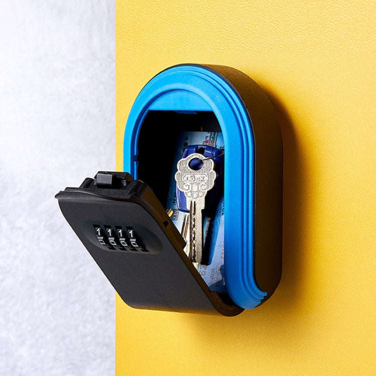 Full Plastic Key Box Password Lock Door Key Storage Password Box(Blue)