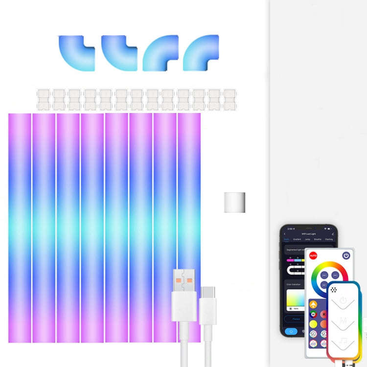 8pcs+4 Corners Bluetooth 12V RGBIC Splicing Wall Light Intelligent Remote Control Indoor Decorati...