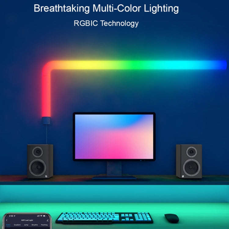 4pcs+3 Corners Bluetooth 12V RGBIC Splicing Wall Light Intelligent Remote Control Indoor Decorati...