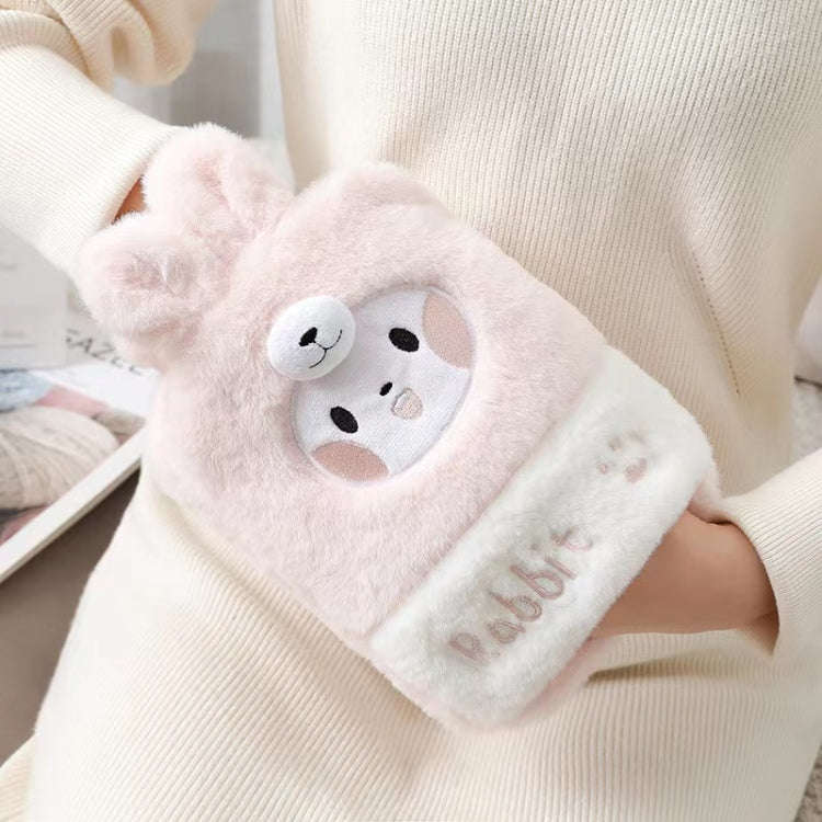 1L Hot Water Bag Dual Hands Plush Cute Hand Warmer, Style: Pink Bunny