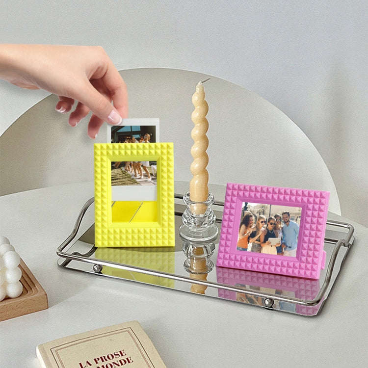Mini 3-Inch Rivet Vertical Color Celebrity Photo Card Photo Frame(Yellow)
