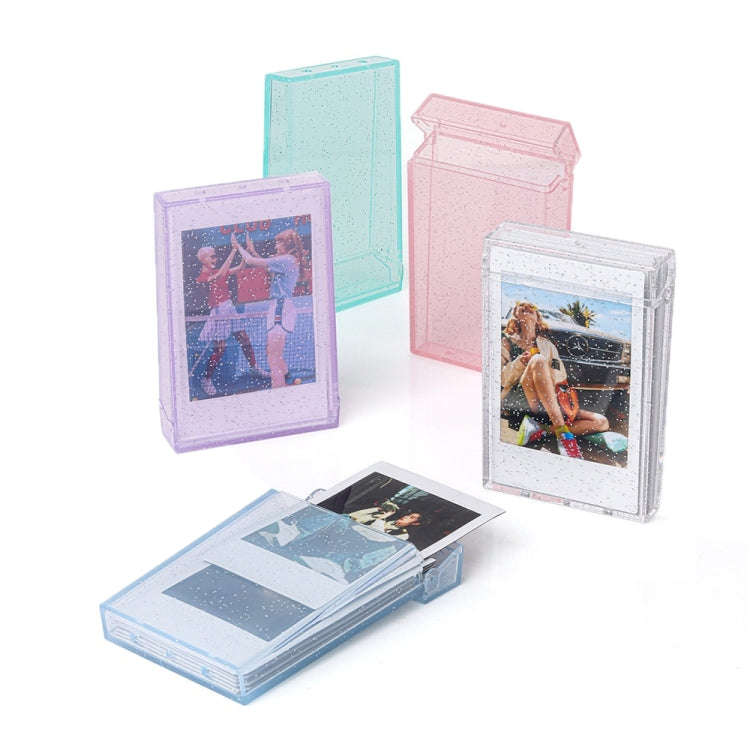 3 inch Ice Cream Glitter Photo Box Celebrity Photo Card Storage Box For Polaroids, Color: Transpa...