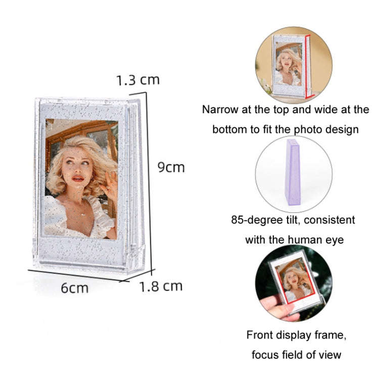 3 inch Ice Cream Glitter Photo Box Celebrity Photo Card Storage Box For Polaroids, Color: Purple