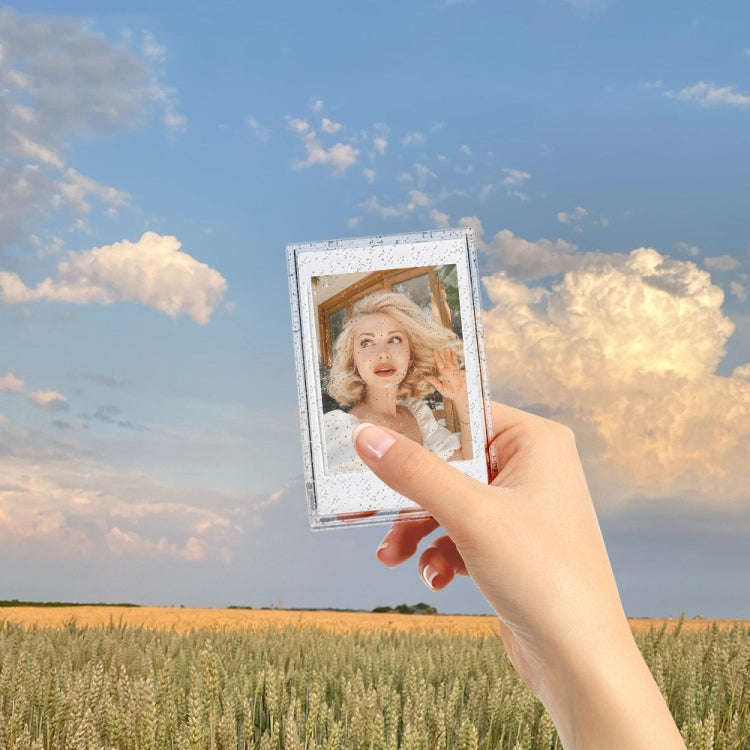 3 inch Ice Cream Glitter Photo Box Celebrity Photo Card Storage Box For Polaroids, Color: Pink