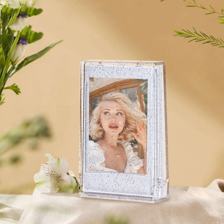 3 inch Ice Cream Glitter Photo Box Celebrity Photo Card Storage Box For Polaroids, Color: Purple