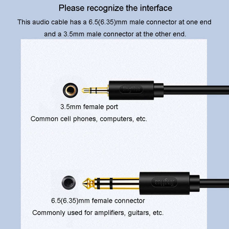 JINGHUA 3.5mm To 6.5mm Audio Cable Amplifier Guitar 6.35mm Cable, Length: 5m