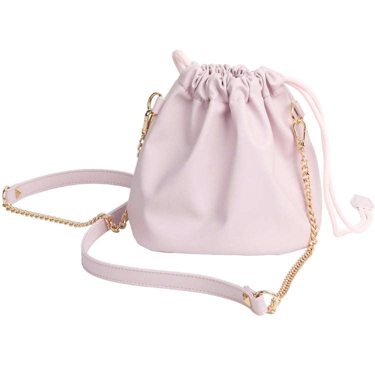 Leather Large-capacity Drawstring Pocket Portable Waterproof Camera Bag(Pink)