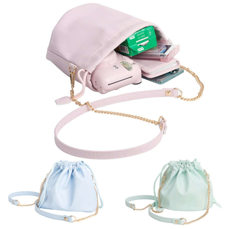 Leather Large-capacity Drawstring Pocket Portable Waterproof Camera Bag(Green)