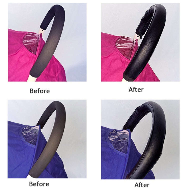 Baby Stroller Handle Cover PU Leather Protective Case For Babyyoya / Spirit Kids / Hiwide, Color:...