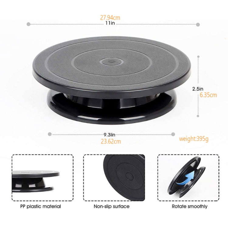 11 Inch Cake Turntable Rotating Round Cake Stand Anti-skid DIY Cake Decorating Tools(Black)