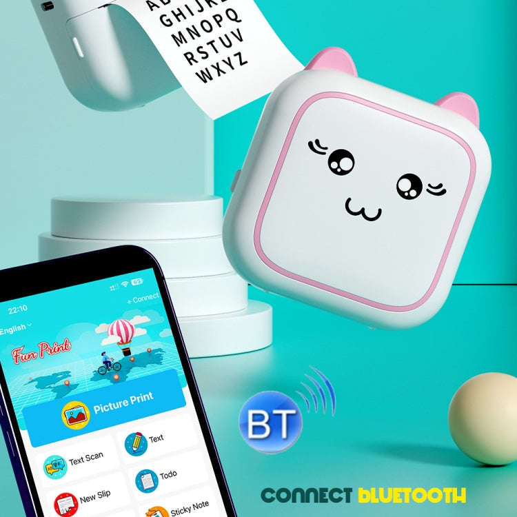 M5 Mini Cartoon Portable Bluetooth Printer Photo Thermal Printer(Pink)